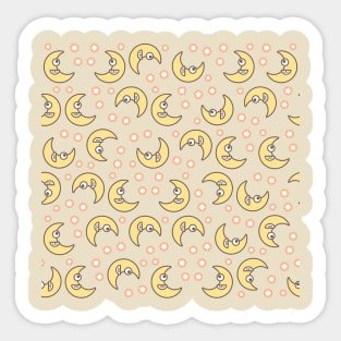 Smiling moons pattern Sticker